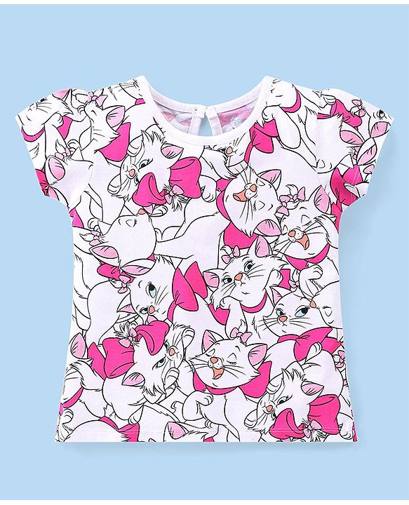 Babyhug Disney Cotton Knit Half Sleeves Tops with Aristocats Marie Graphics Pack Of 3 - Multicolour