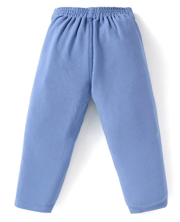 Babyhug Half Sleeves Solid Color T-Shirt & Bottom Set with Waistcoat & Bow Applique - Purple & Blue