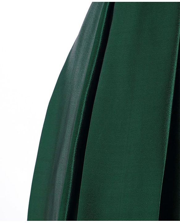 Babyhug Woven Sleeveless Solid Colour Party Frock with Textured Yoke & Corsage - Dark Green