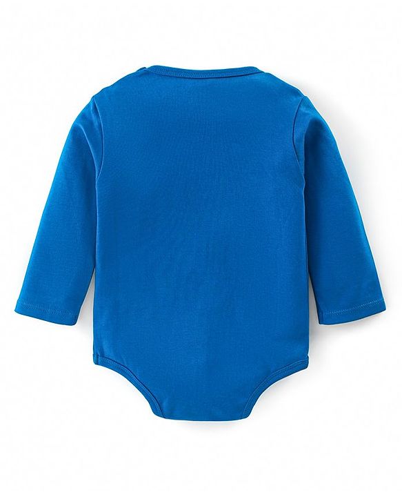 Babyhug 100% Cotton Full Sleeves Onesies with Leggings and Cap Mittens Booties Lion Print - Blue