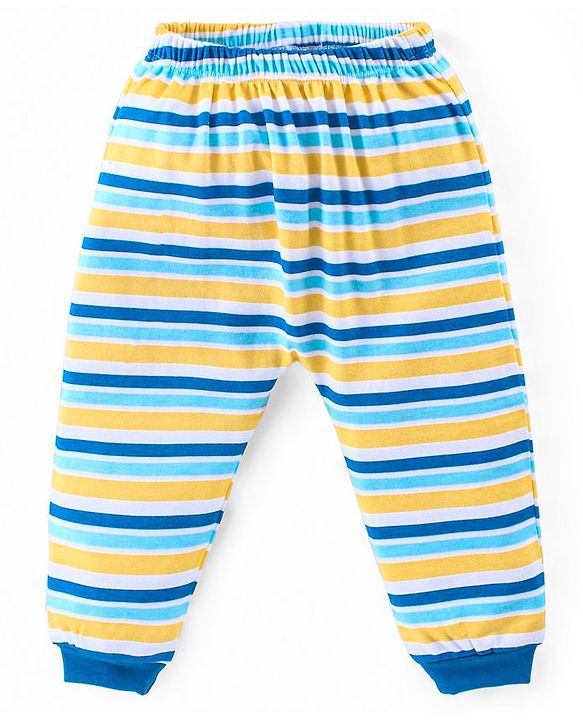 Babyhug 100% Cotton Full Sleeves Onesies with Leggings and Cap Mittens Booties Lion Print - Blue