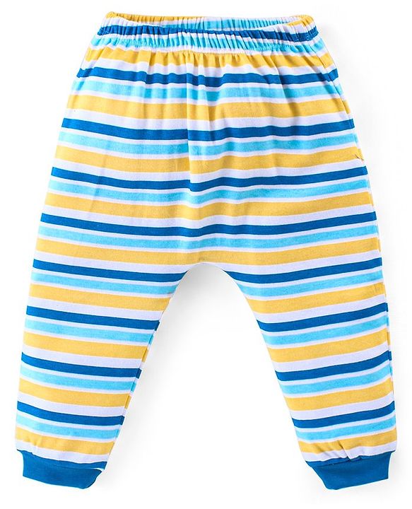 Babyhug 100% Cotton Full Sleeves Onesies with Leggings and Cap Mittens Booties Lion Print - Blue