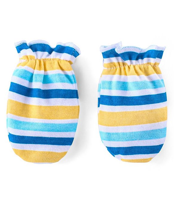 Babyhug 100% Cotton Full Sleeves Onesies with Leggings and Cap Mittens Booties Lion Print - Blue