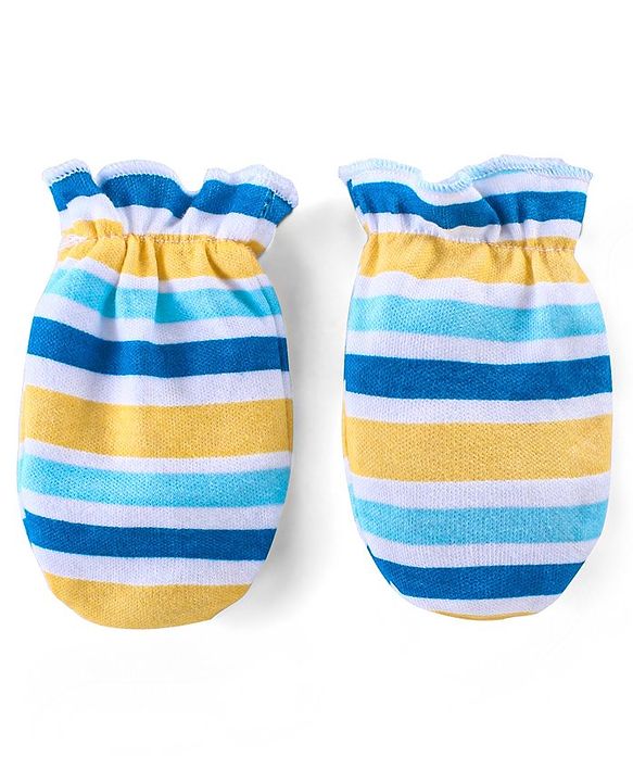 Babyhug 100% Cotton Full Sleeves Onesies with Leggings and Cap Mittens Booties Lion Print - Blue