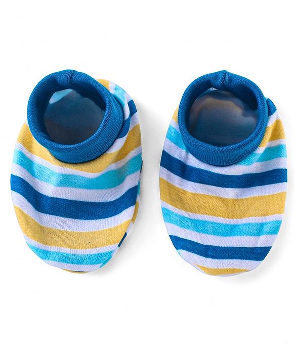 Babyhug 100% Cotton Full Sleeves Onesies with Leggings and Cap Mittens Booties Lion Print - Blue