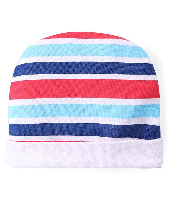 Babyhug 100% Cotton Knit Full Sleeves Teddy Printed Onesie with Leggings Cap Mitten & Booties - Multicolour