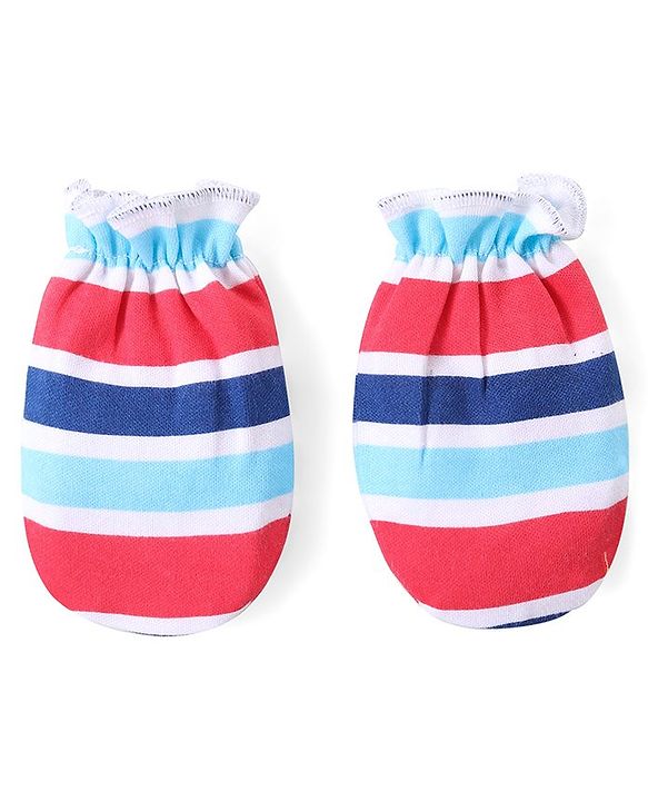 Babyhug 100% Cotton Knit Full Sleeves Teddy Printed Onesie with Leggings Cap Mitten & Booties - Multicolour