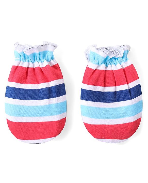 Babyhug 100% Cotton Knit Full Sleeves Teddy Printed Onesie with Leggings Cap Mitten & Booties - Multicolour