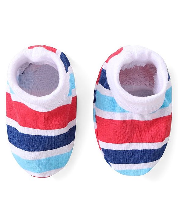 Babyhug 100% Cotton Knit Full Sleeves Teddy Printed Onesie with Leggings Cap Mitten & Booties - Multicolour