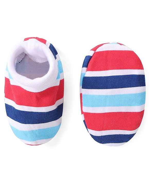 Babyhug 100% Cotton Knit Full Sleeves Teddy Printed Onesie with Leggings Cap Mitten & Booties - Multicolour