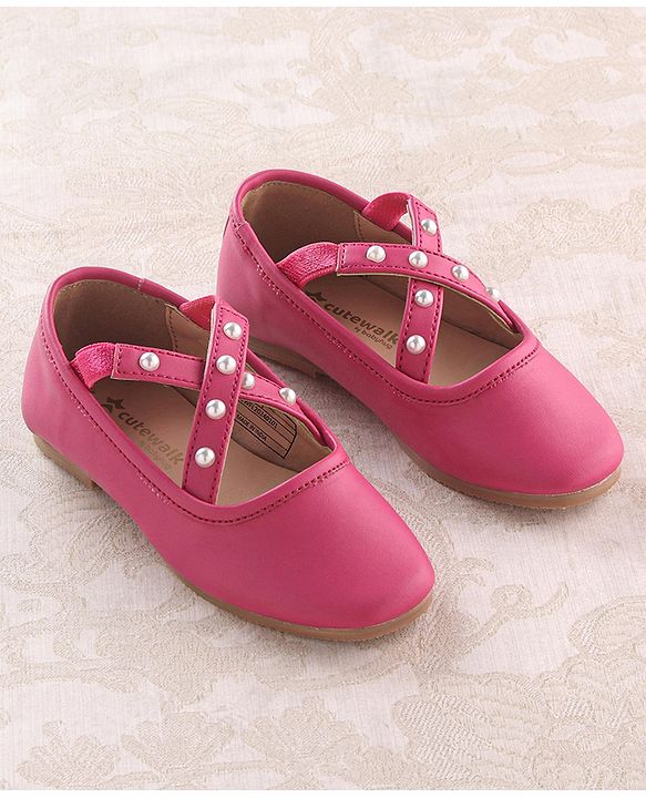 Cute Walk by Babyhug Slip On Ballerinas with Pear Detailing -  Dark Pink