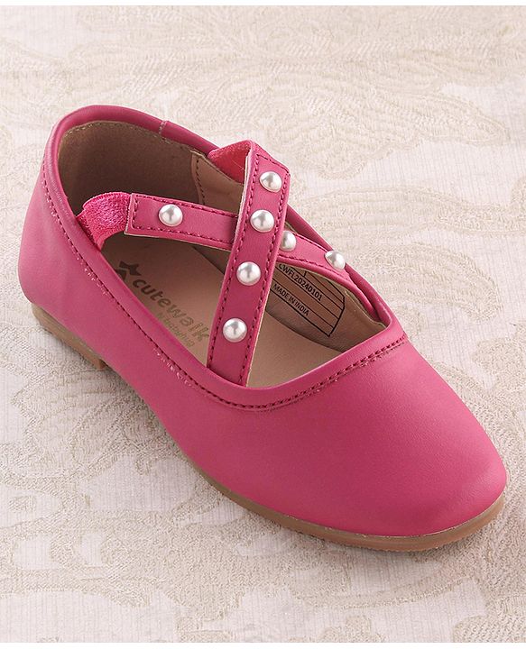 Cute Walk by Babyhug Slip On Ballerinas with Pear Detailing -  Dark Pink