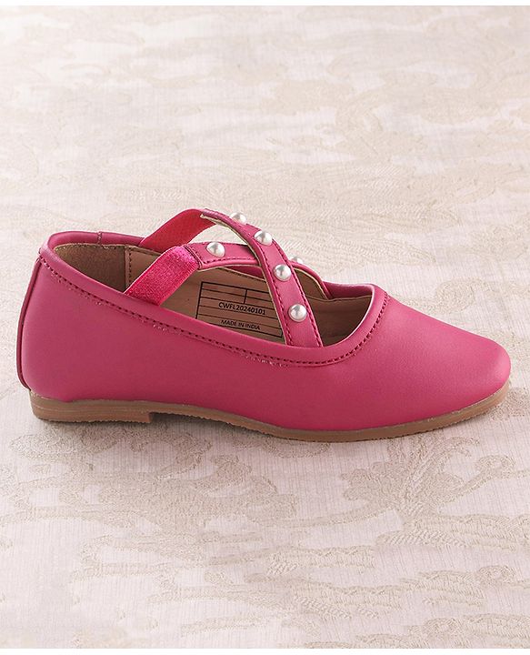 Cute Walk by Babyhug Slip On Ballerinas with Pear Detailing -  Dark Pink