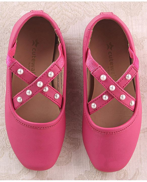 Cute Walk by Babyhug Slip On Ballerinas with Pear Detailing -  Dark Pink
