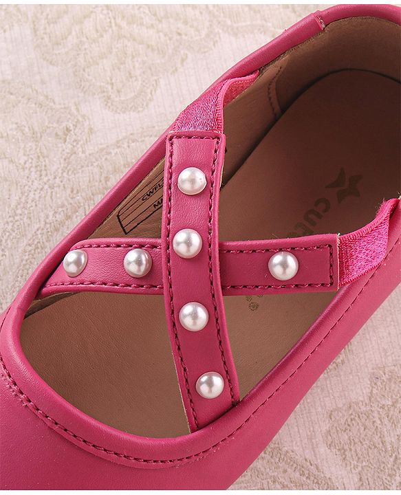 Cute Walk by Babyhug Slip On Ballerinas with Pear Detailing -  Dark Pink