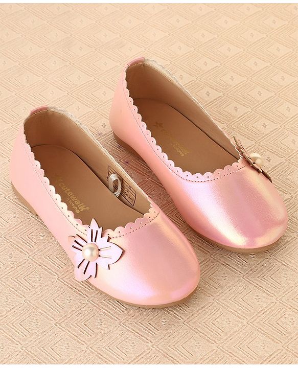 Cute Walk by Babyhug Slip On Ballerina With Pearl Applique -Pink