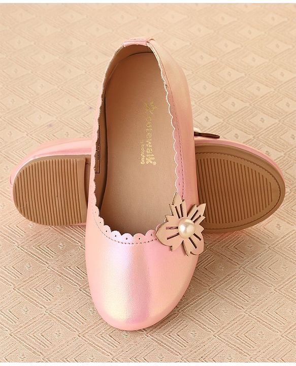Cute Walk by Babyhug Slip On Ballerina With Pearl Applique -Pink