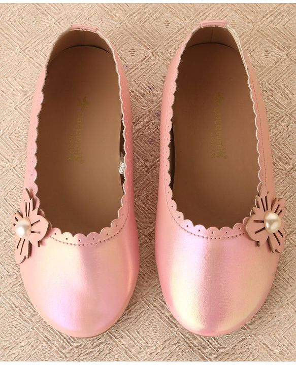 Cute Walk by Babyhug Slip On Ballerina With Pearl Applique -Pink