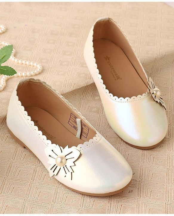 Cute Walk by Babyhug Slip On Ballerina With Pearl Applique -Silver
