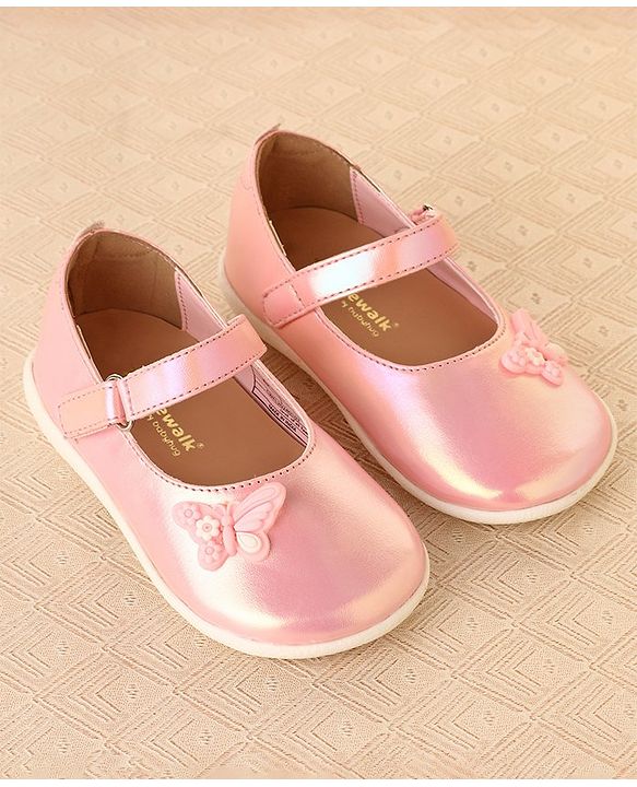 Cute Walk by Babyhug Ballerinas With Velcro Closure & Butterfly Applique - Pink