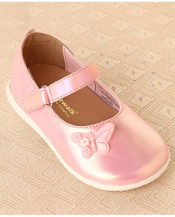 Cute Walk by Babyhug Ballerinas With Velcro Closure & Butterfly Applique - Pink