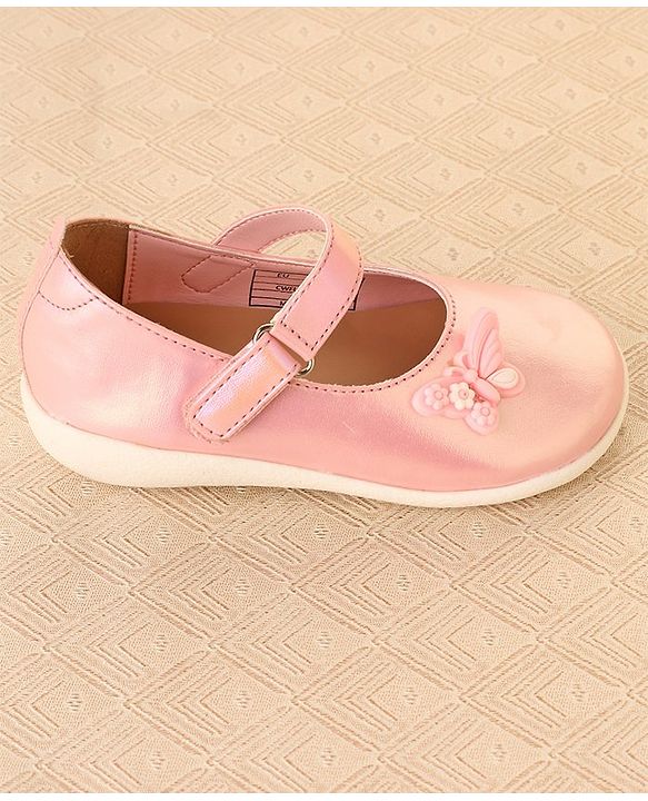 Cute Walk by Babyhug Ballerinas With Velcro Closure & Butterfly Applique - Pink