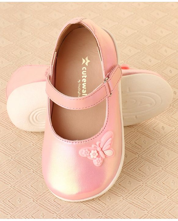Cute Walk by Babyhug Ballerinas With Velcro Closure & Butterfly Applique - Pink