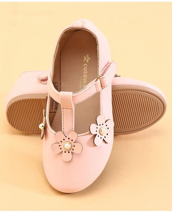 Cute Walk by Babyhug Ballerinas With Floral Applique - Pink