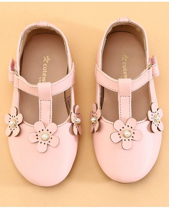 Cute Walk by Babyhug Ballerinas With Floral Applique - Pink