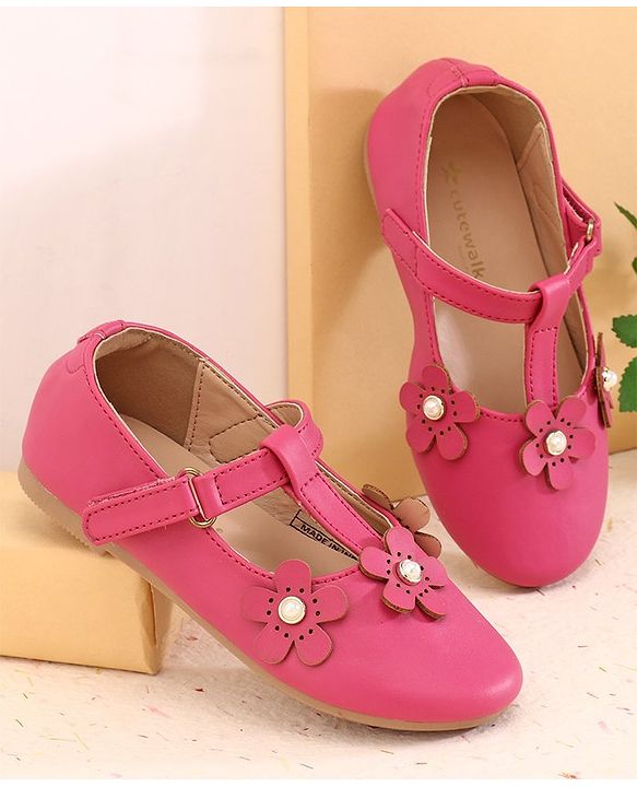 Cute Walk by Babyhug Ballerinas With Floral Applique - Pink