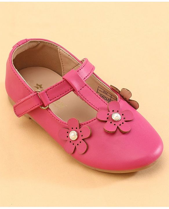 Cute Walk by Babyhug Ballerinas With Floral Applique - Pink