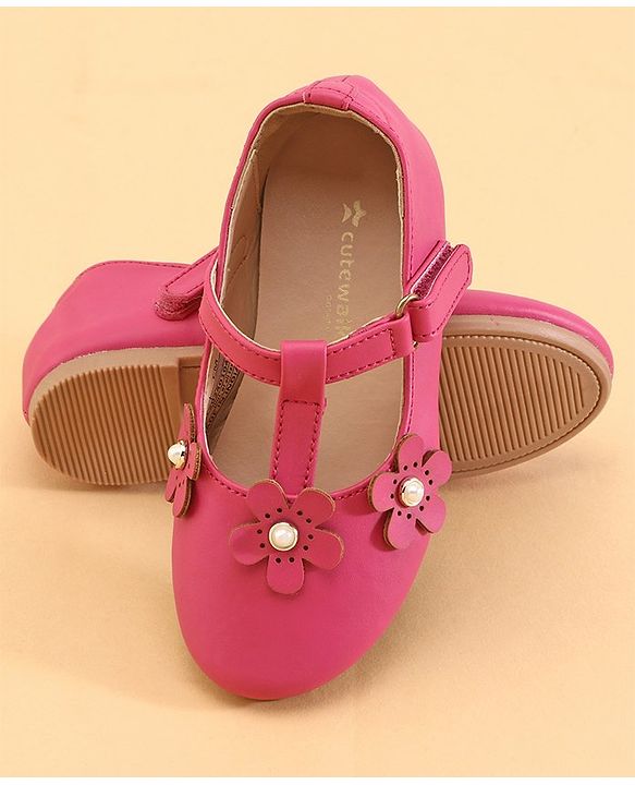 Cute Walk by Babyhug Ballerinas With Floral Applique - Pink