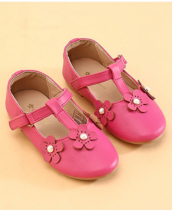 Cute Walk by Babyhug Ballerinas With Floral Applique - Pink