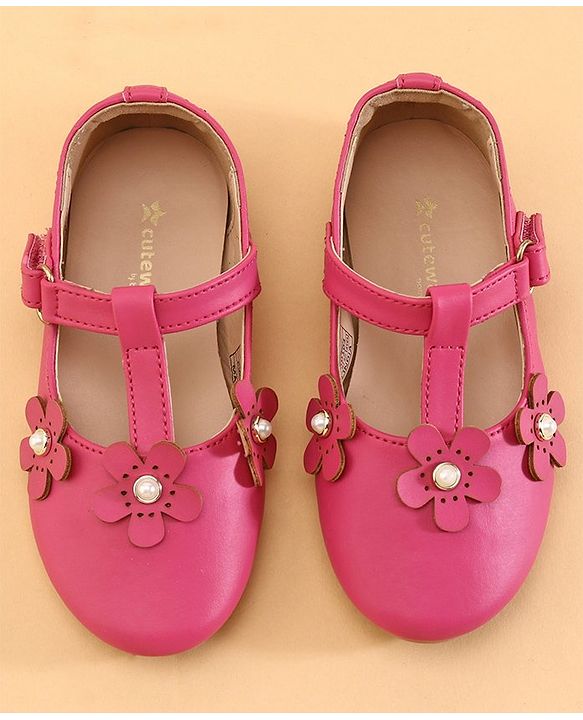 Cute Walk by Babyhug Ballerinas With Floral Applique - Pink