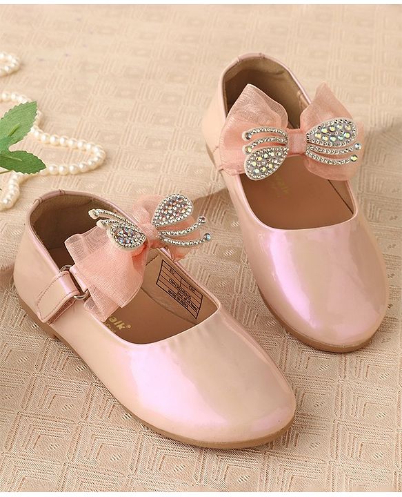 Cute Walk by Babyhug Ballerinas with Velcro Closure & Bow Applique - Light Pink