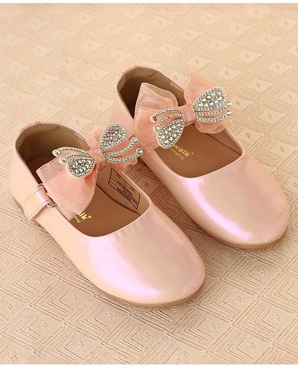 Cute Walk by Babyhug Ballerinas with Velcro Closure & Bow Applique - Light Pink