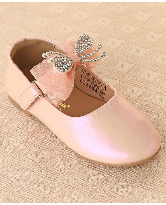 Cute Walk by Babyhug Ballerinas with Velcro Closure & Bow Applique - Light Pink