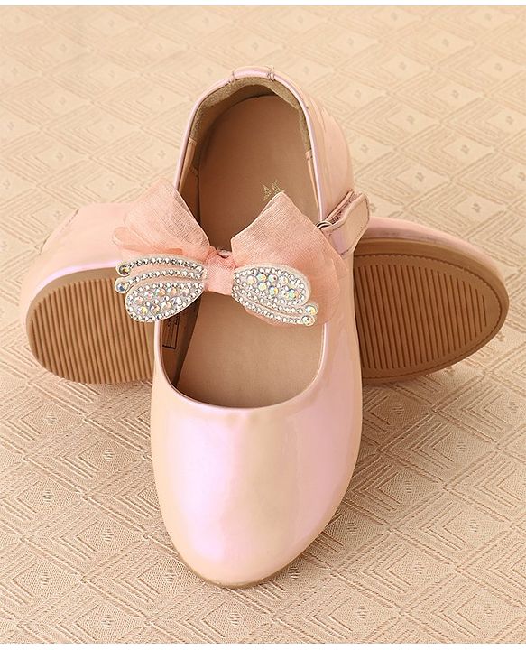 Cute Walk by Babyhug Ballerinas with Velcro Closure & Bow Applique - Light Pink