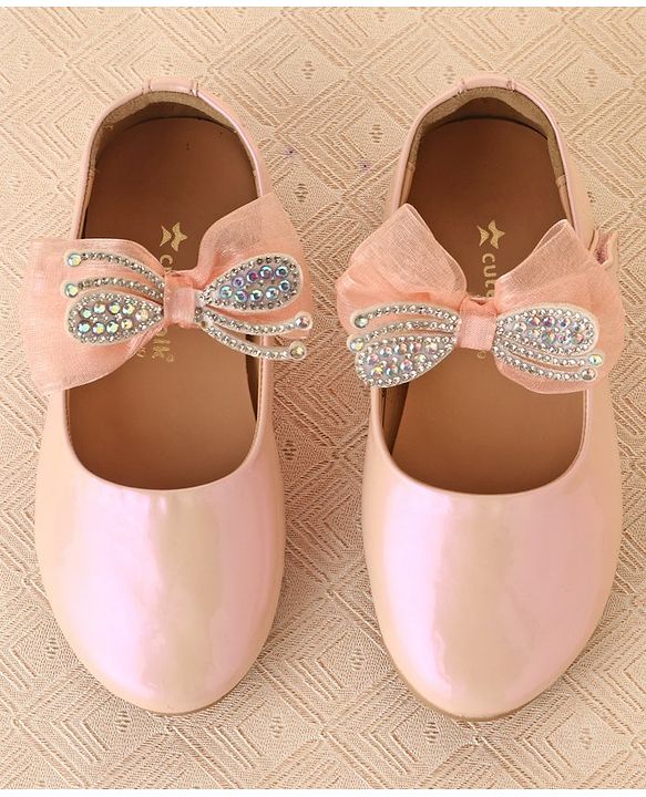 Cute Walk by Babyhug Ballerinas with Velcro Closure & Bow Applique - Light Pink