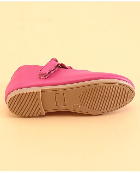 Cute Walk by Babyhug Velcro Closure Ballerina with Flower Applique -Fuchsia
