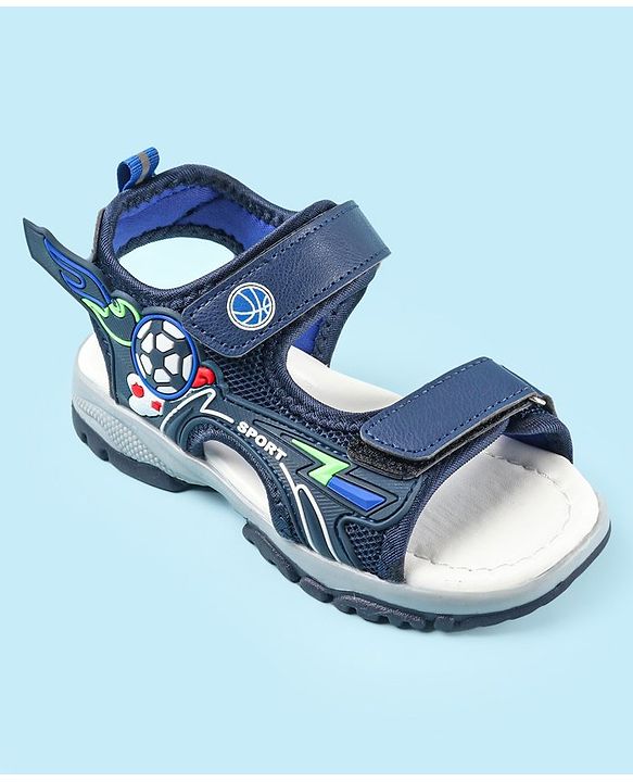 Cute Walk by Babyhug Velcro Closure Sandals with Football Applique - Navy Blue