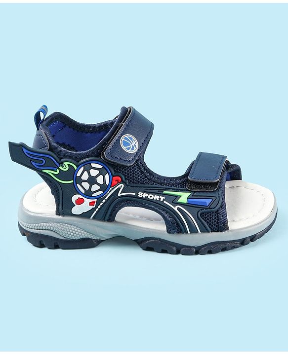 Cute Walk by Babyhug Velcro Closure Sandals with Football Applique - Navy Blue