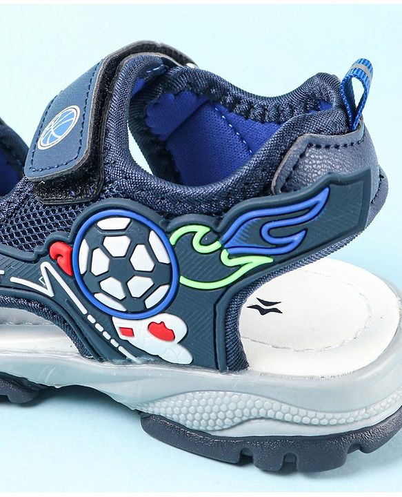 Cute Walk by Babyhug Velcro Closure Sandals with Football Applique - Navy Blue
