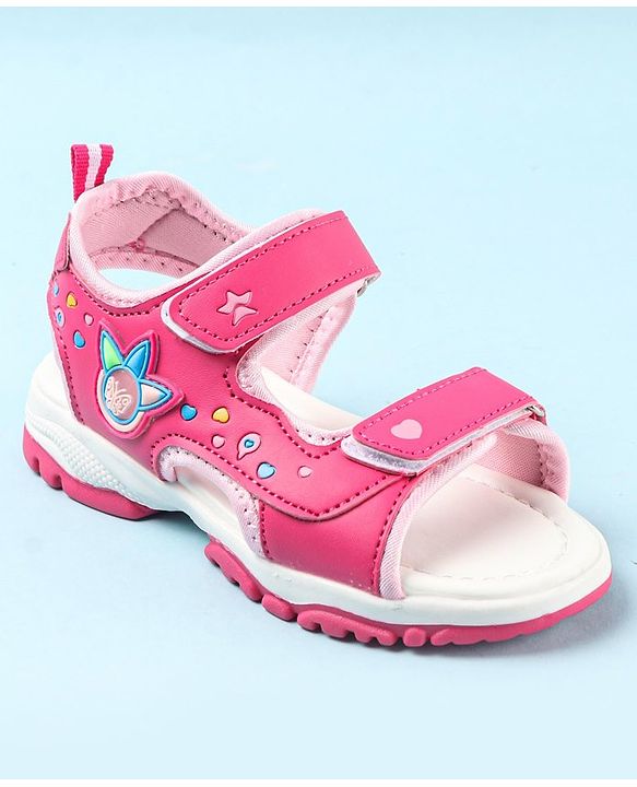 Cute Walk by Babyhug Sandals With Velcro Closure & Hearts Design - Fuchsia