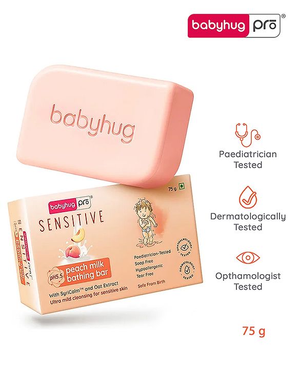Babyhug Pro Sensitive pH 5.5 Peach Milk Bathing Bar - 75 g