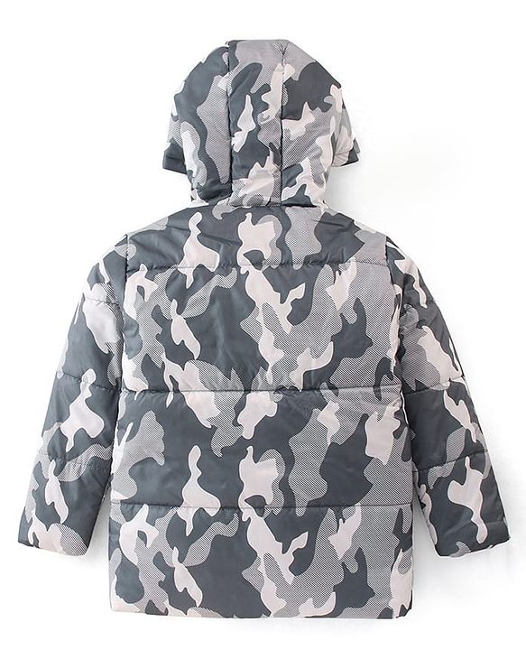 Pine Kids Woven Full Sleeves Padded Hooded Jacket Camouflage Print - Multicolour