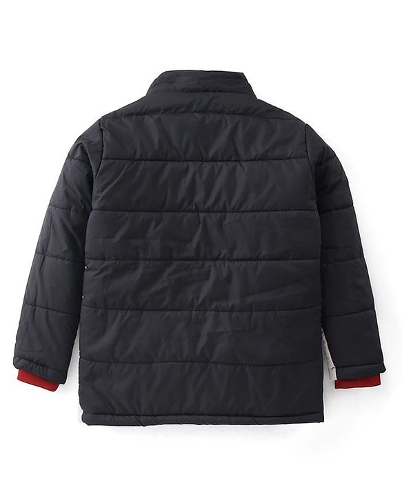 Pine Kids Woven Full Sleeves Padded Hooded Jacket Text Print - Multicolour