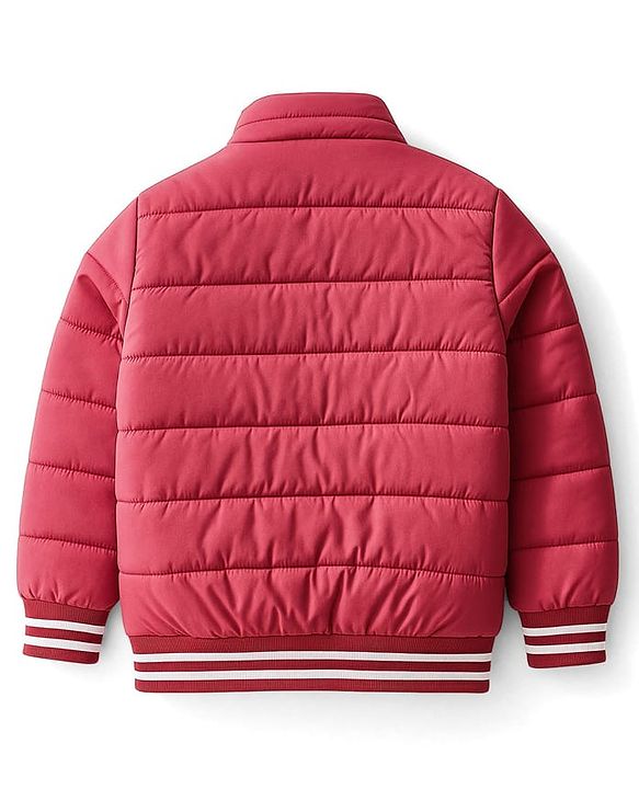 Pine Kids Woven Full Sleeves Padded Jacket with Detachable Hood Text Print - Dark Red