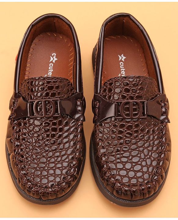 Cute Walk by Babyhug Formal Slip On Shoes - Dark Brown