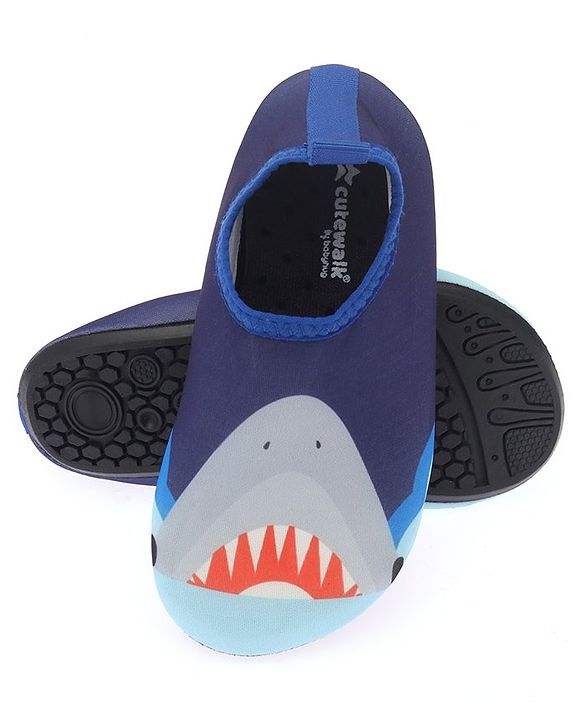 Cute Walk by Babyhug Slip On Water Shoes Shark Print - Navy